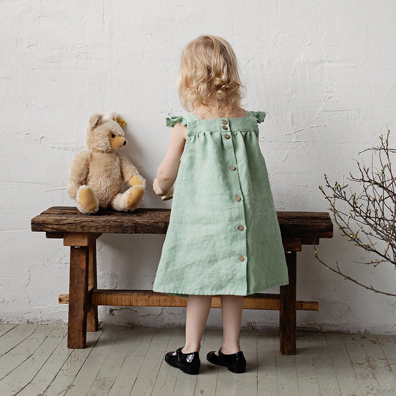 Girls Linen Dress - Baby Linen Dress - Sage Little Cheeks Girls Linen Dress - Baby Linen Dress - Sage Little Cheeks