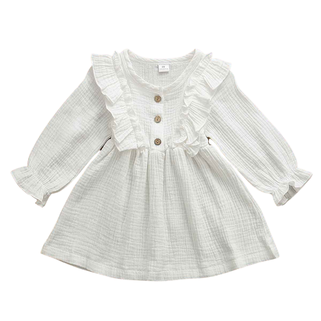 White Dress Baby Girl - White Ruffle Dress - Little Cheeks